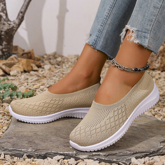 Damen Bequeme Strick-Sneaker mit elastischem Einstieg R&B