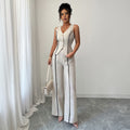 Damen elegante Hose-Anzug mit tailliertem Oberteil und Knopfdetails R&B