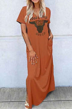 Damen Maxikleid mit grafischem Druck