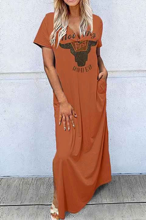 Damen Maxikleid mit grafischem Druck