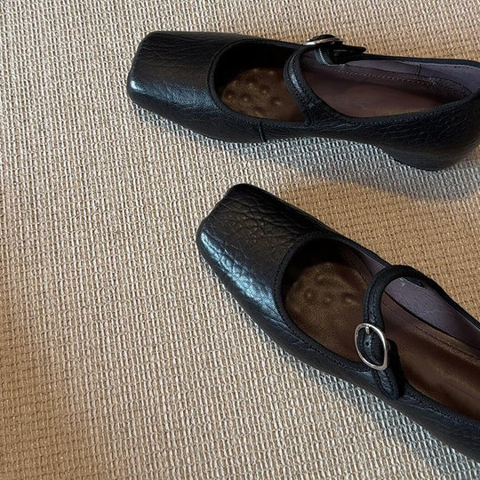 Damen Ballerinas mit einzigartigem Quadratzehen-Design und verstellbarem Riemen R&B