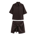 Damen stylisches Kurzarm-Kleid mit Wickelrock