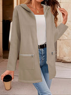 Damen Lange Strickjacke mit durchgehendem Reißverschluss und praktischen Taschen R&B