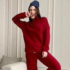 Damen Kuscheliges Fleece-Loungewear-Set mit Halb-Reißverschluss und elastischem Bund R&B