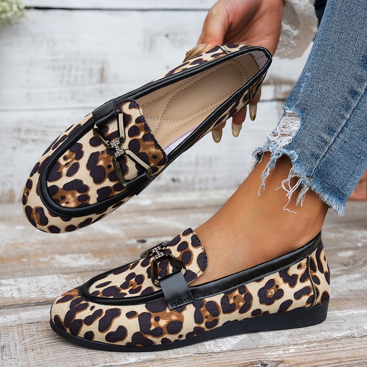 Damen elegante Mokassins mit tierischem Muster R&B