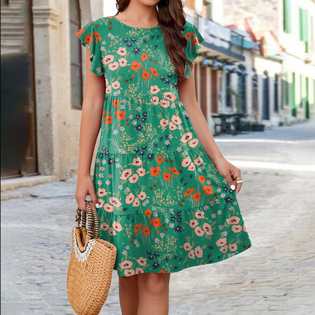 Damen Blumen-Midikleid mit Rüschendetails und femininer Silhouette R&B