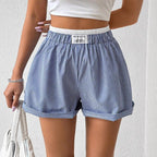 Damen lässige Vichy-Karo Shorts mit elastischem Bund R&B