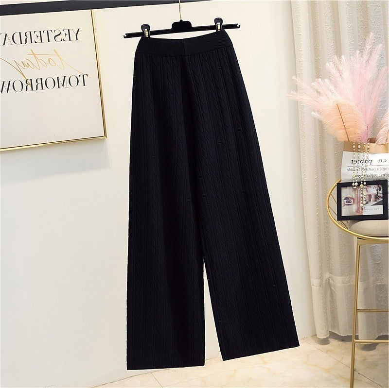 Damen Weite Strickhose mit Zopfmuster R&B