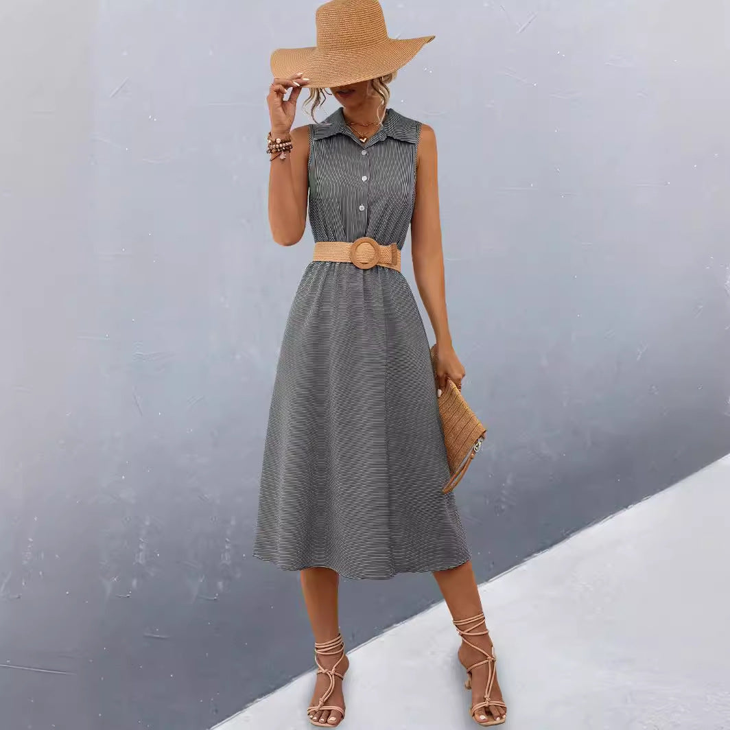 Damen Schickes Hemdblusenkleid mit tailliertem Gürtel und femininer Silhouette R&B