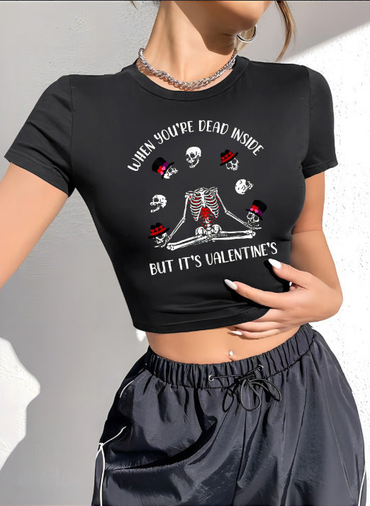 Damen Crop-Top mit innovativem Spinnen-Netz-Design R&B