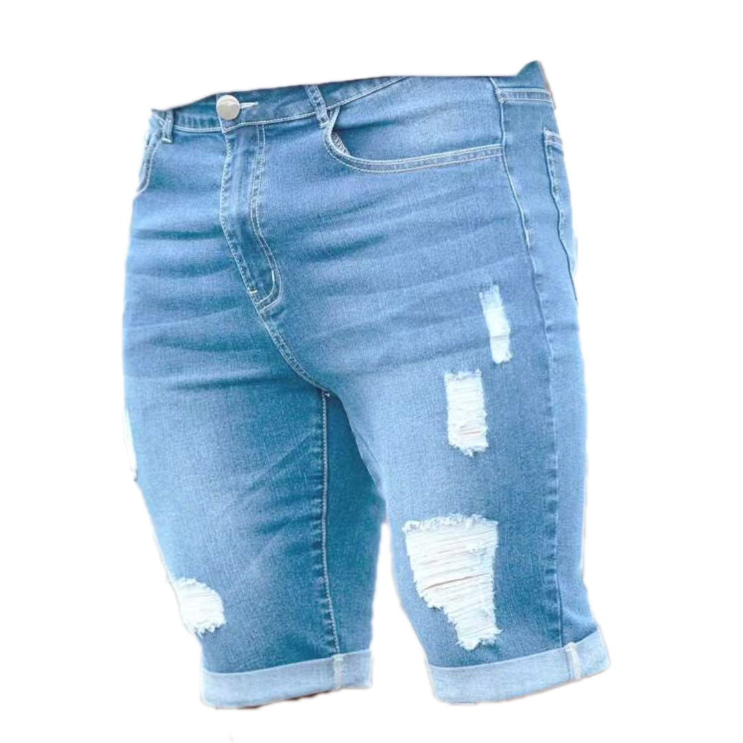 Herren Ripped Denim Shorts R&B