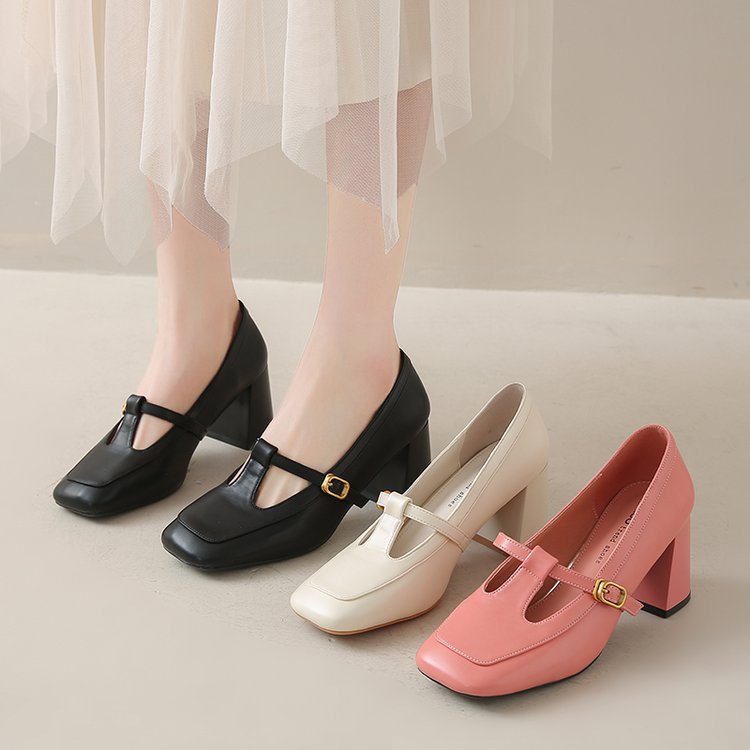 Damen elegante Mary Jane Pumps mit modischem Blockabsatz und verstellbarem Riemchen R&B