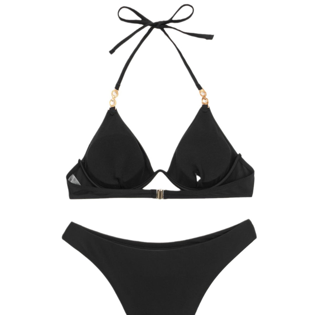 Damen Triangel-Bikini mit verstellbaren Trägern und Push-Up-Cups R&B