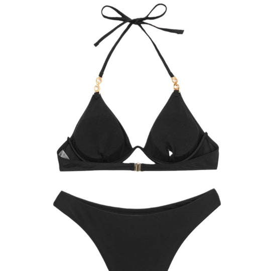 Damen Triangel-Bikini mit verstellbaren Trägern und Push-Up-Cups R&B