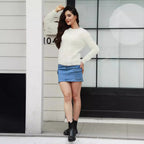 Damen luxuriöser Pullover mit weichem Strickmuster R&B