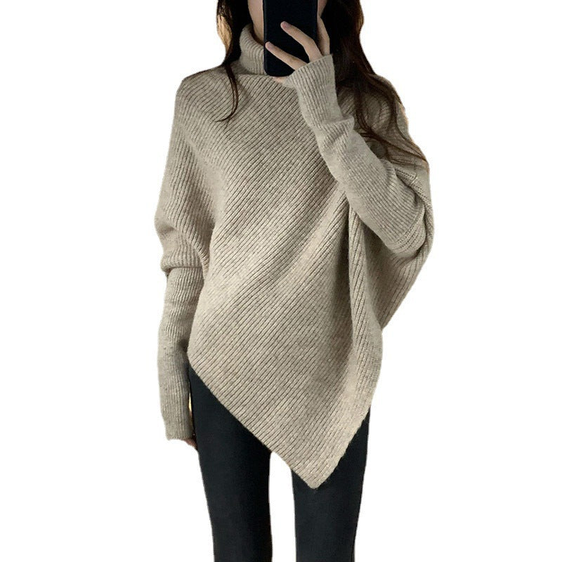 Damen asymmetrischer Strickpullover im lässigen Oversized-Design R&B
