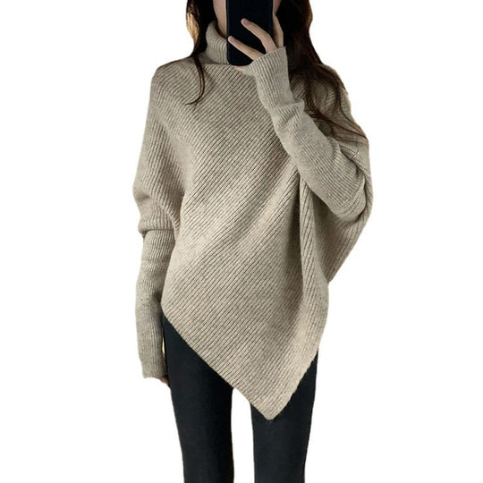 Damen asymmetrischer Strickpullover im lässigen Oversized-Design R&B