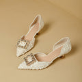 Damen elegante spitze Slingback-Pumps mit funkelndem Schmuckdetail