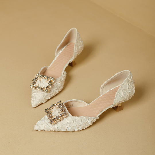 Damen elegante spitze Slingback-Pumps mit funkelndem Schmuckdetail R&B