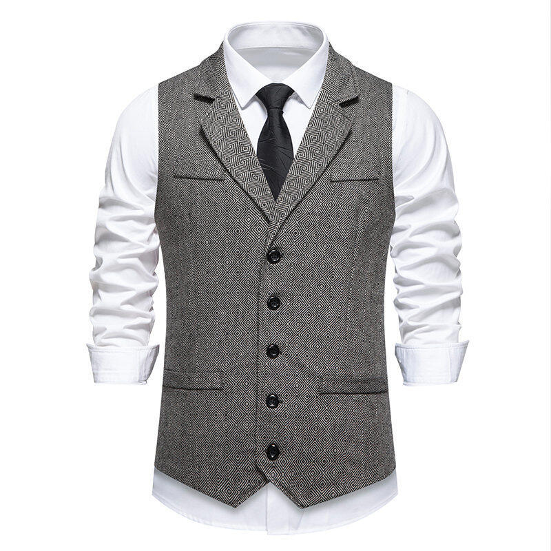 Herren Anzugweste im eleganten Herringbone-Muster mit praktischen Taschen R&B