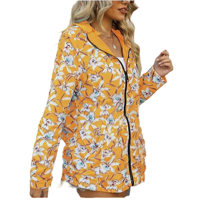Damen leichte Übergangsjacke mit floralem Innenfutter R&B