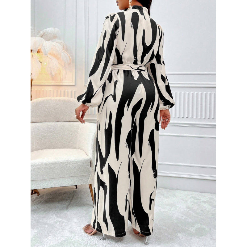 Damen Maxikleid mit stylischem Wickel-Design und eleganten Puffärmeln R&B