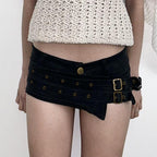Damen modischer Minirock mit asymmetrischem Schnitt und metallischen Details R&B