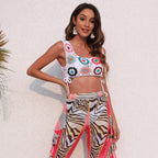 Damen gehäkeltes Crop-Top mit bunten Blumenmotiven R&B
