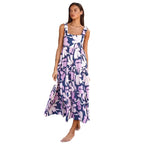 Damen Maxikleid mit elastischen Trägern und fließendem Rock R&B