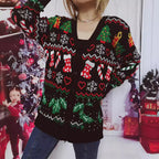 Damen Weihnachts-Strickjacke mit festlichem Motiv und praktischem Knopfverschluss R&B