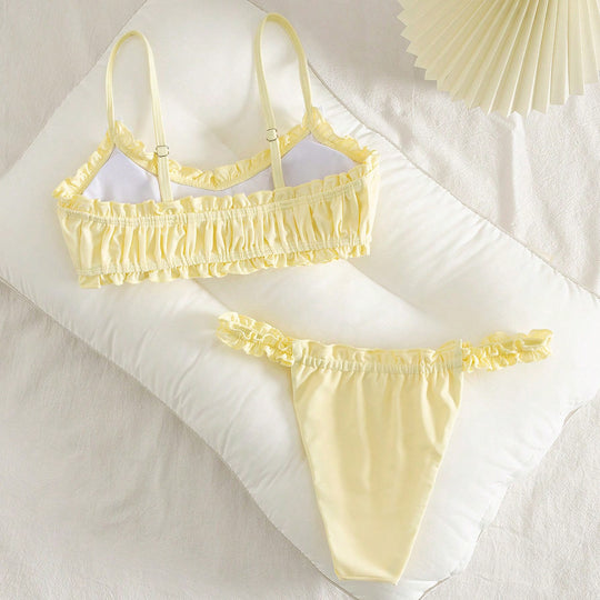 Damen Rüschentop-Bikini mit charmanten Schleifendetails R&B