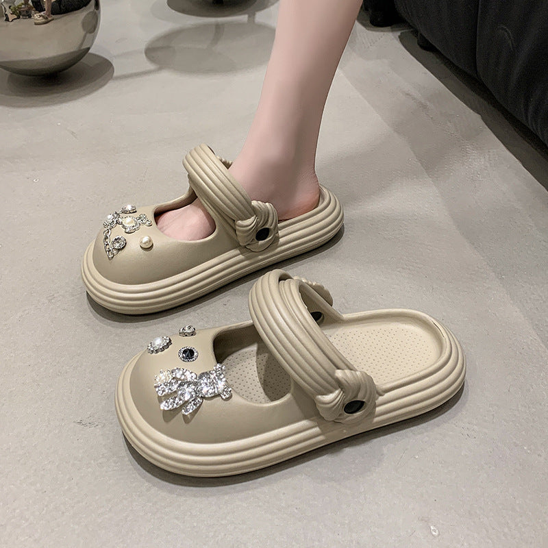 Damen Sandalen mit funkelnden Dekoren und praktischem Riemenverschluss EB