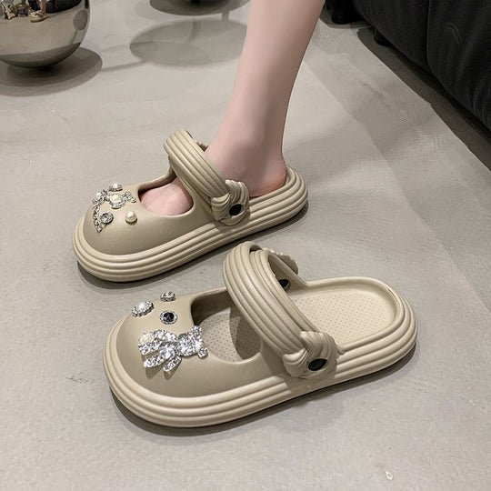 Damen Sandalen mit funkelnden Dekoren und praktischem Riemenverschluss R&B