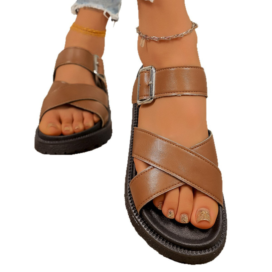 Damen Komfortable Flip-Flop-Sandalen mit modischem Riemendesign und robustem Profil R&B