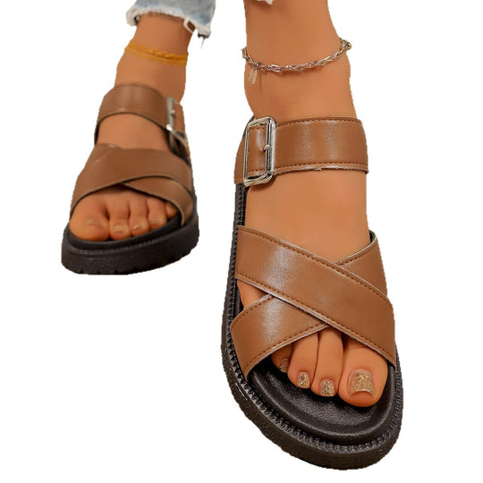 Damen Komfortable Flip-Flop-Sandalen mit modischem Riemendesign und robustem Profil R&B