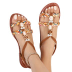 Damen Riemensandalen mit modischen Ornamenten und geflochtenen Details R&B
