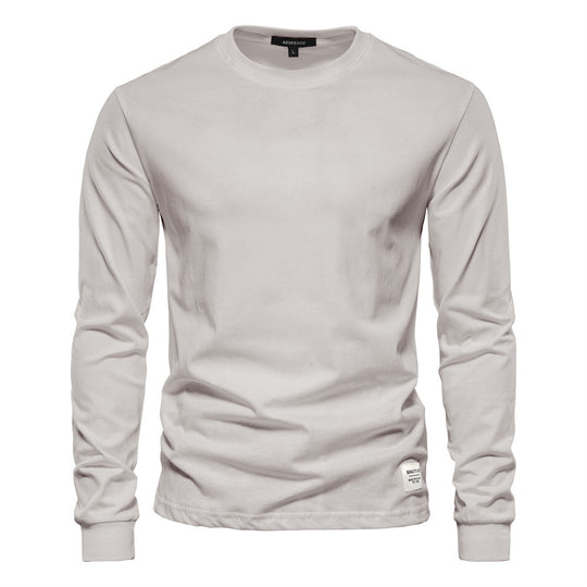 Herren nan klassisches langärmliges Baumwollshirt mit Rundhalsausschnitt und elastischen Bündchen R&B