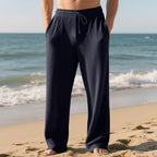 Herren lässige Freizeithose mit atmungsaktiver Rippstruktur und elastischem Bund R&B