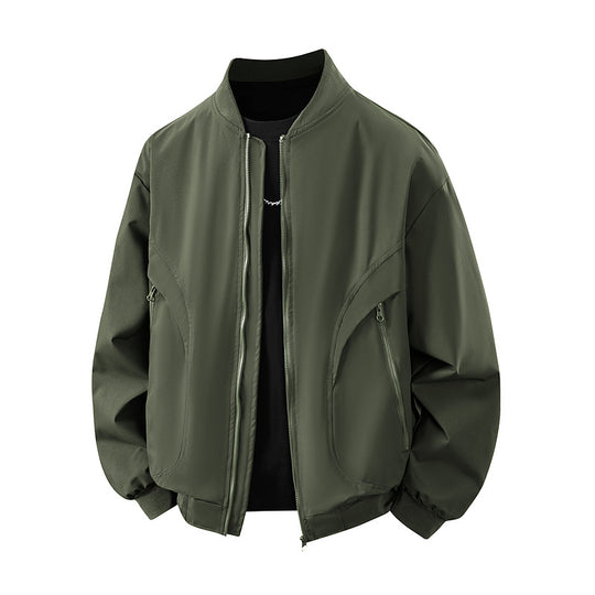 Damen lässige Freizeitschnittjacke mit seitlichen Reißverschlusstaschen und steigendem Kragen R&B