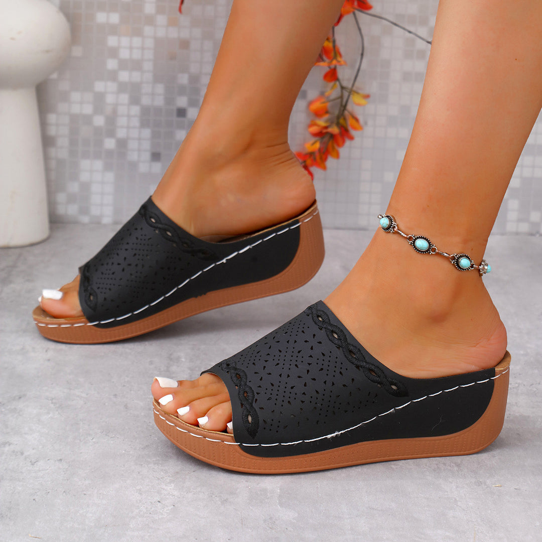 Damen komfortable Zehentrenner-Sandalen mit modischem Lochdesign R&B
