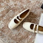Damen Elegante Mary Jane Ballerinas mit modischen Riemchen und dekorativen Schnallen R&B