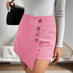 Damen Figure-hugging Minirock mit Knopfdetails und Rippstruktur R&B