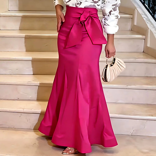 Damen Eleganter Maxi-Rock mit voluminösem Schleifen-Detail R&B