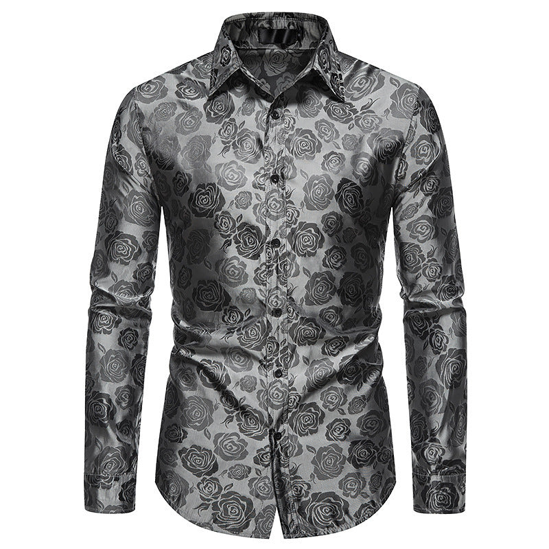 Herren Hemd mit floralen Prägungen und elegantem Glanz R&B