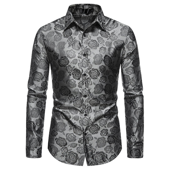 Herren Hemd mit floralen Prägungen und elegantem Glanz R&B