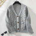 Damen Strickjacke mit Zopfmuster und Knopfdetails