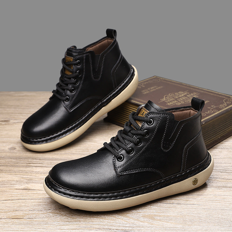 Herren Robuste Schnürboots aus hochwertigem Leder