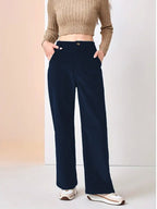 Damen Weit geschnittene Stoffhose mit eleganten Taschen R&B