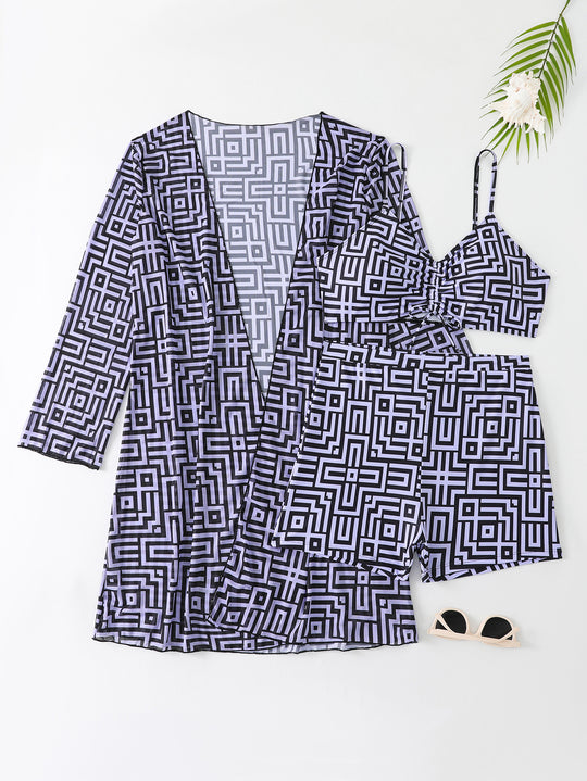 Damen Bademode-Set mit stylischem Kimono und Shorts R&B