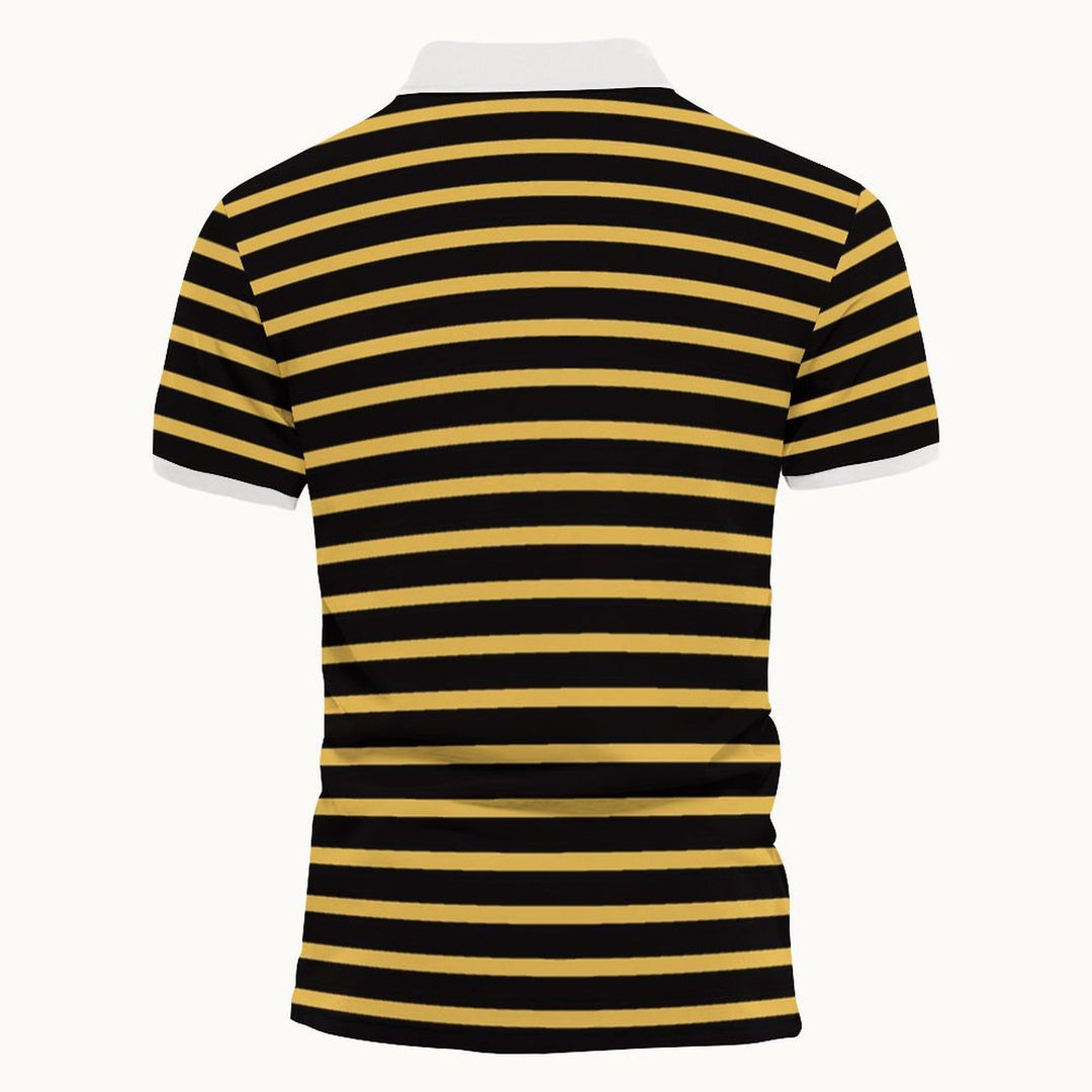 Herren Polo-Shirt mit maritimem Streifenmuster und kontrastierendem Kragen R&B